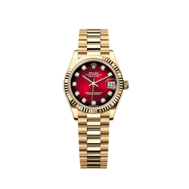 Rolex Datejust 31mm New 2025 Release Yellow Gold Reference 278278 Red Ombre Diamond Dial - WatchesOff5thWatch